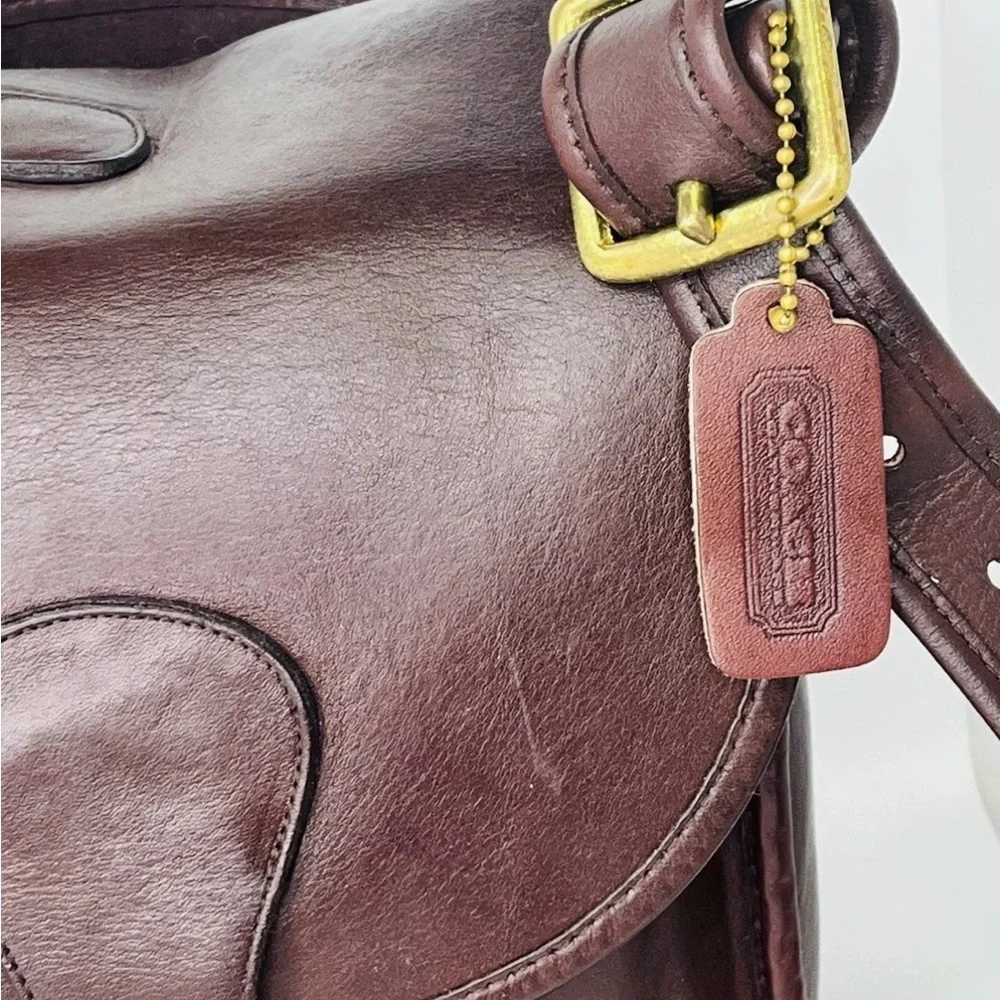 Vintage Coach Carrier NYC Bag Purse USA Burgundy leather 80s Musette Crossbody - Picture 8 of 15